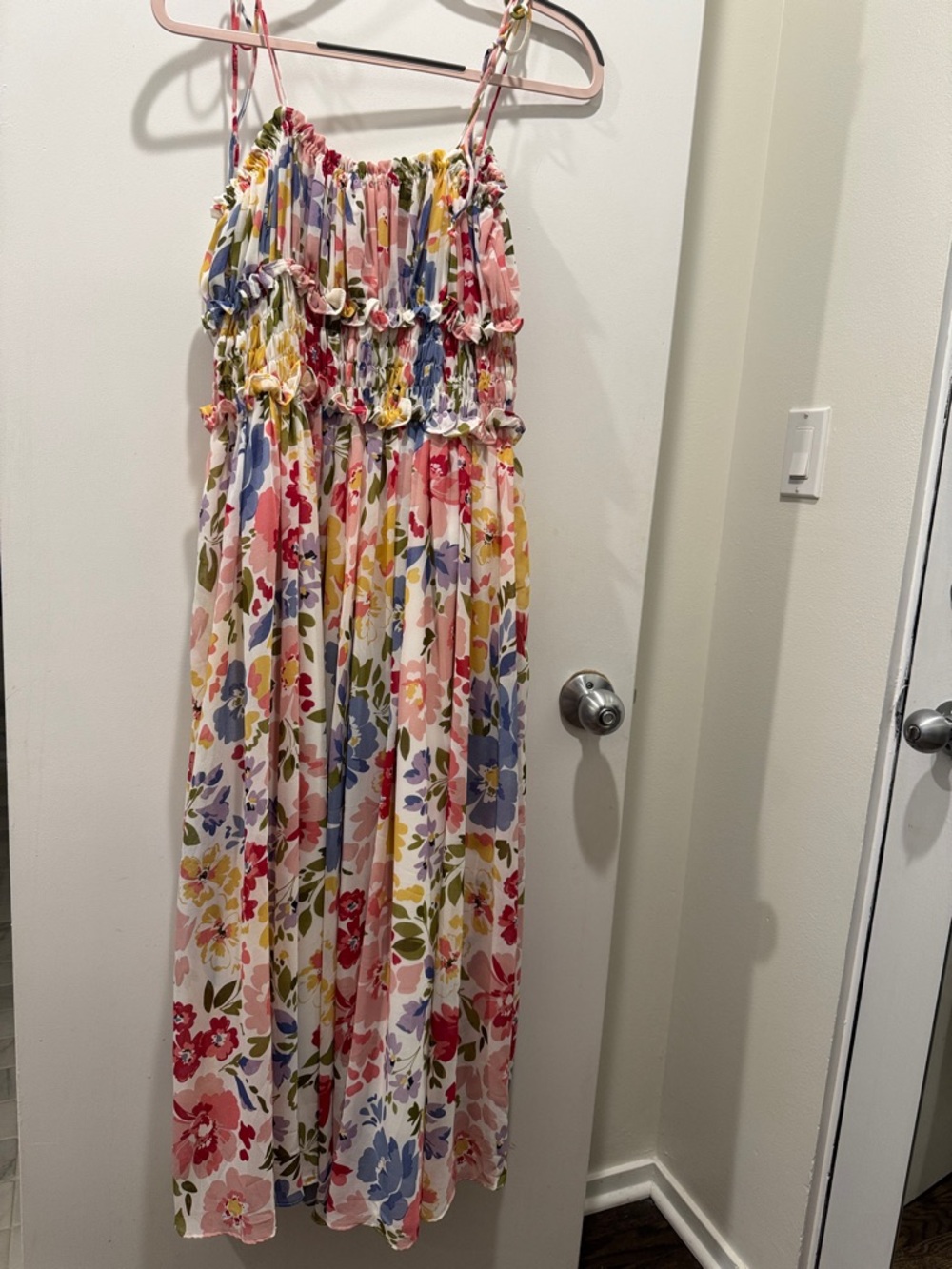 En Saison Floral Smocked Maxi Dress - Pink, Yellow, Blue NWT